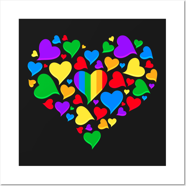 Gay Valentines Day Colored Hearts Wall Art by RadStar